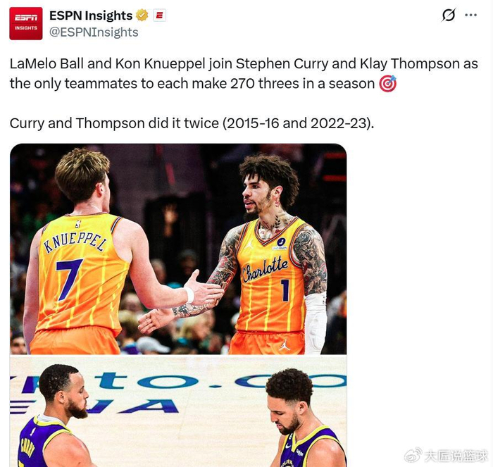 开云体育官网-新版“水花兄弟”，4号秀破尘封80年神纪录！三球5场狂扔73次三分|克努佩尔|NBA|黄蜂|常规赛|夏洛特黄蜂队_新浪体育_新浪新闻